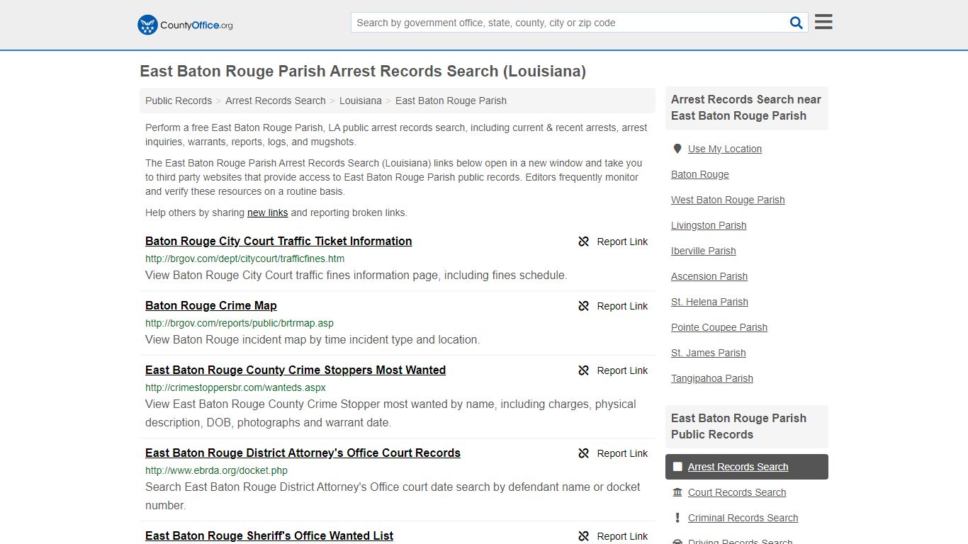 East Baton Rouge Parish Arrest Records Search (Louisiana)