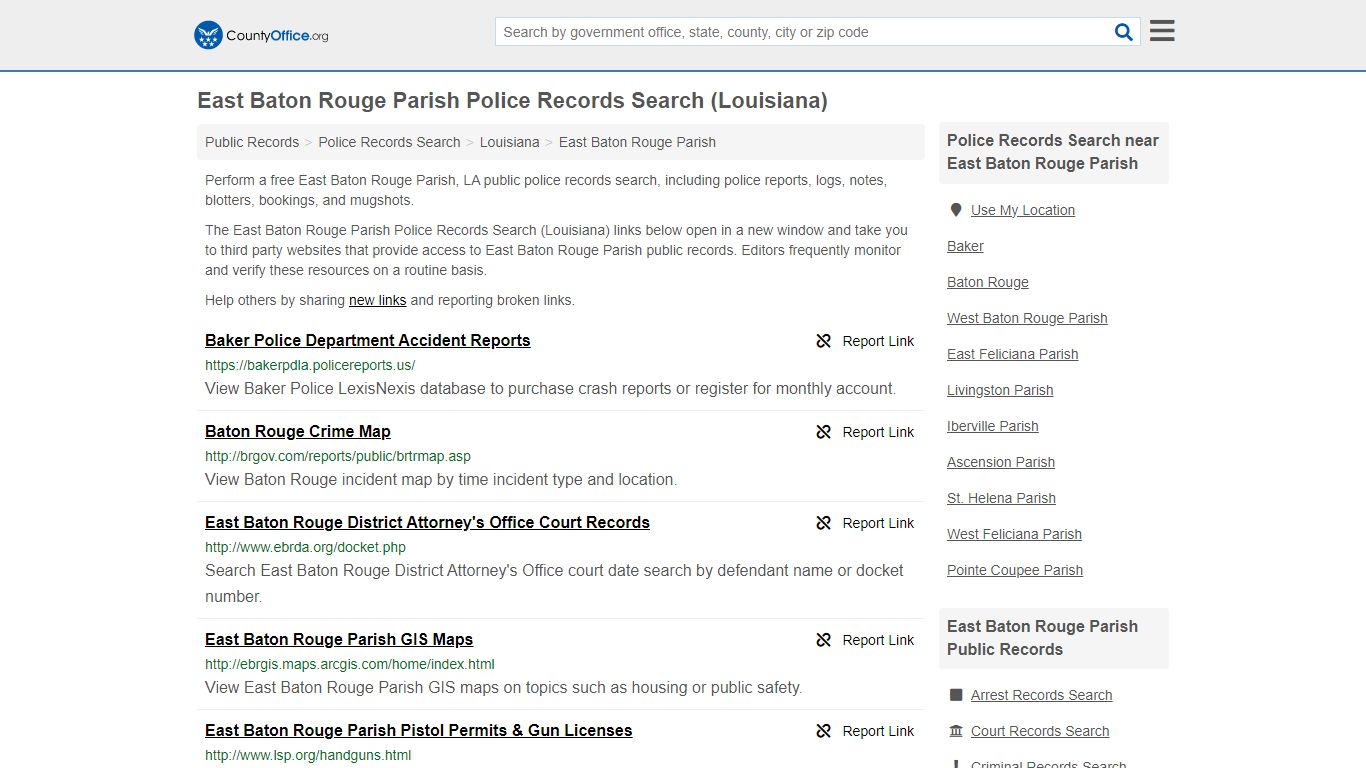 East Baton Rouge Parish Police Records Search (Louisiana) - County Office